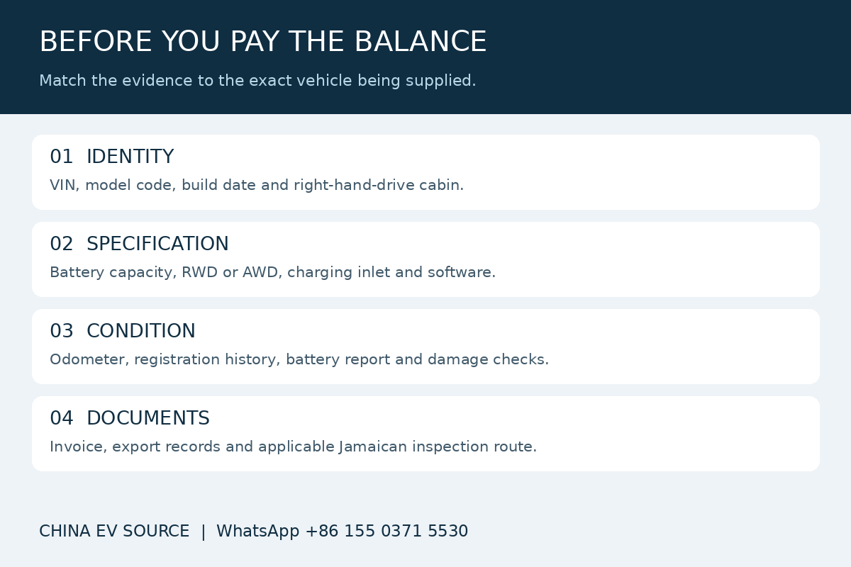 SEALION 7 RHD inspection checklist: verify the allocated VIN, specification, condition and documents before final payment.
